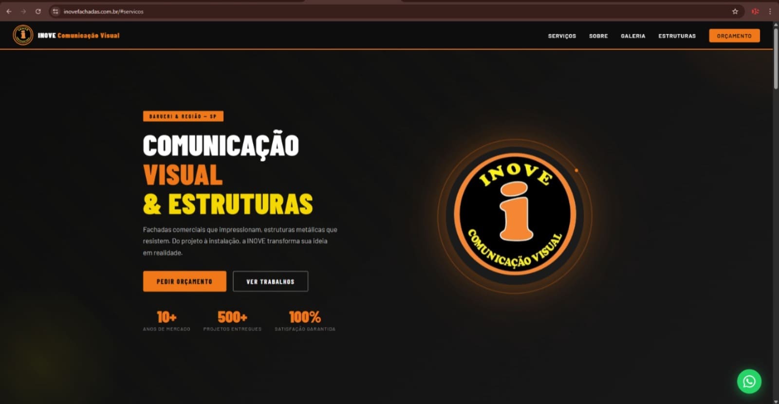 Site da Inove Comunicação Visual — criado pela DS Publicar