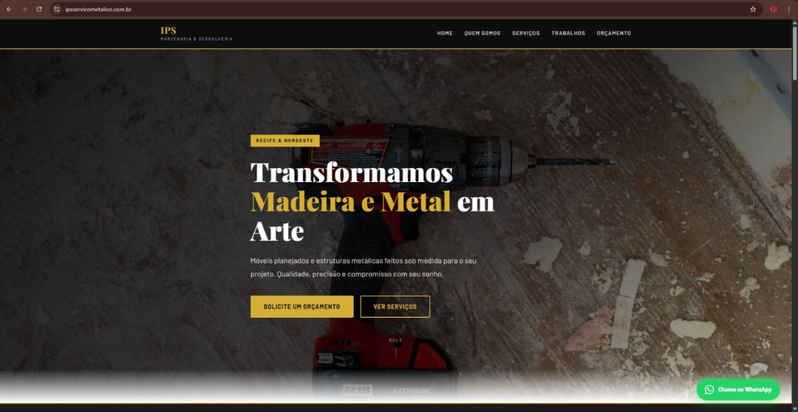 Site da IPS Marcenaria e Serralheria — criado pela DS Publicar