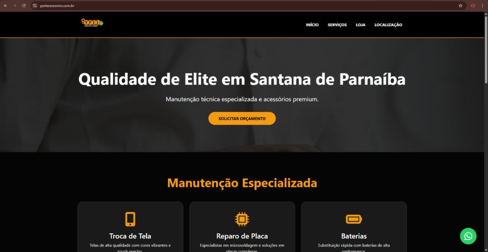 Site da YPEL Acessórios e Serviços — criado pela DS Publicar